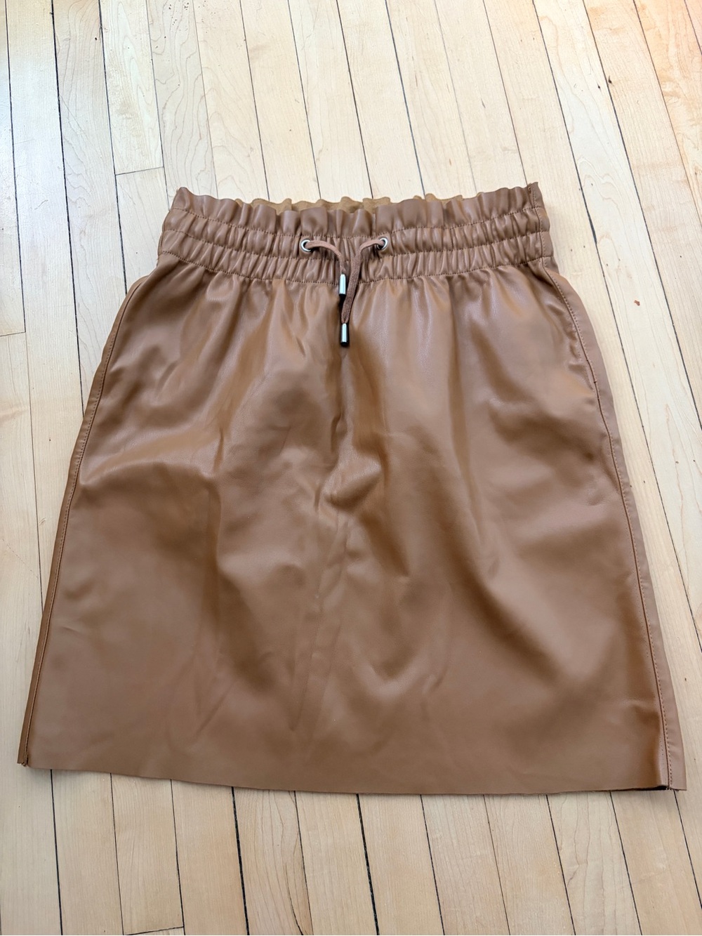 Vero Moda Camel Faux Leather Drawstring Skirt